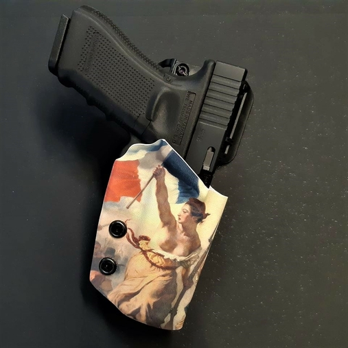 holster engaged etfr kydex france glock 17 infused impression custom sur mesure étui arme la liberté guidant le peuple delacroix